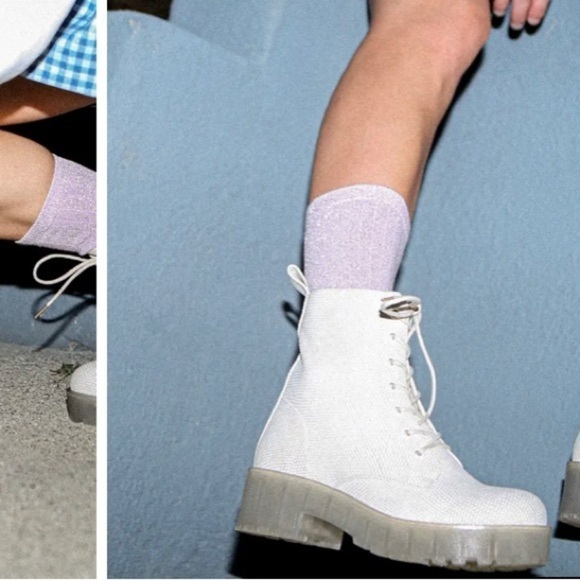 NWOT Dirty Laundry Mazzy Lace-Up Boot Size 8.5 Off white Combat - Picture 3 of 10